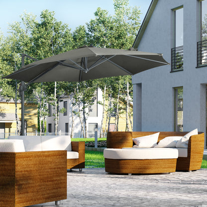 Outsunny Cantilever Parasol with Cross Base in Grey