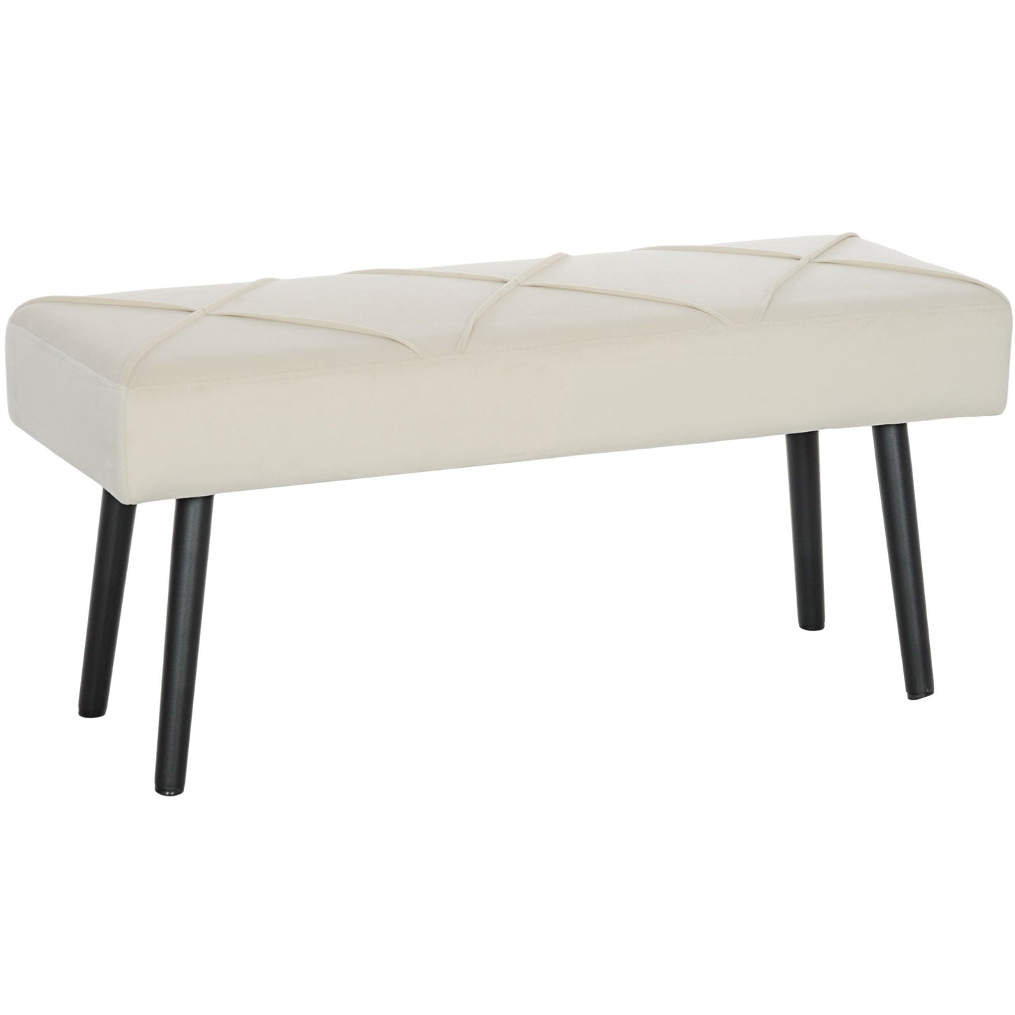 HOMCOM Upholstered Hallway Bench, End of Bed Bench with X-Shape Design and Steel Legs, Cream