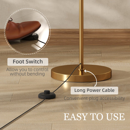 HOMCOM LED Floor Lamp with Remote Control - Gold Tone