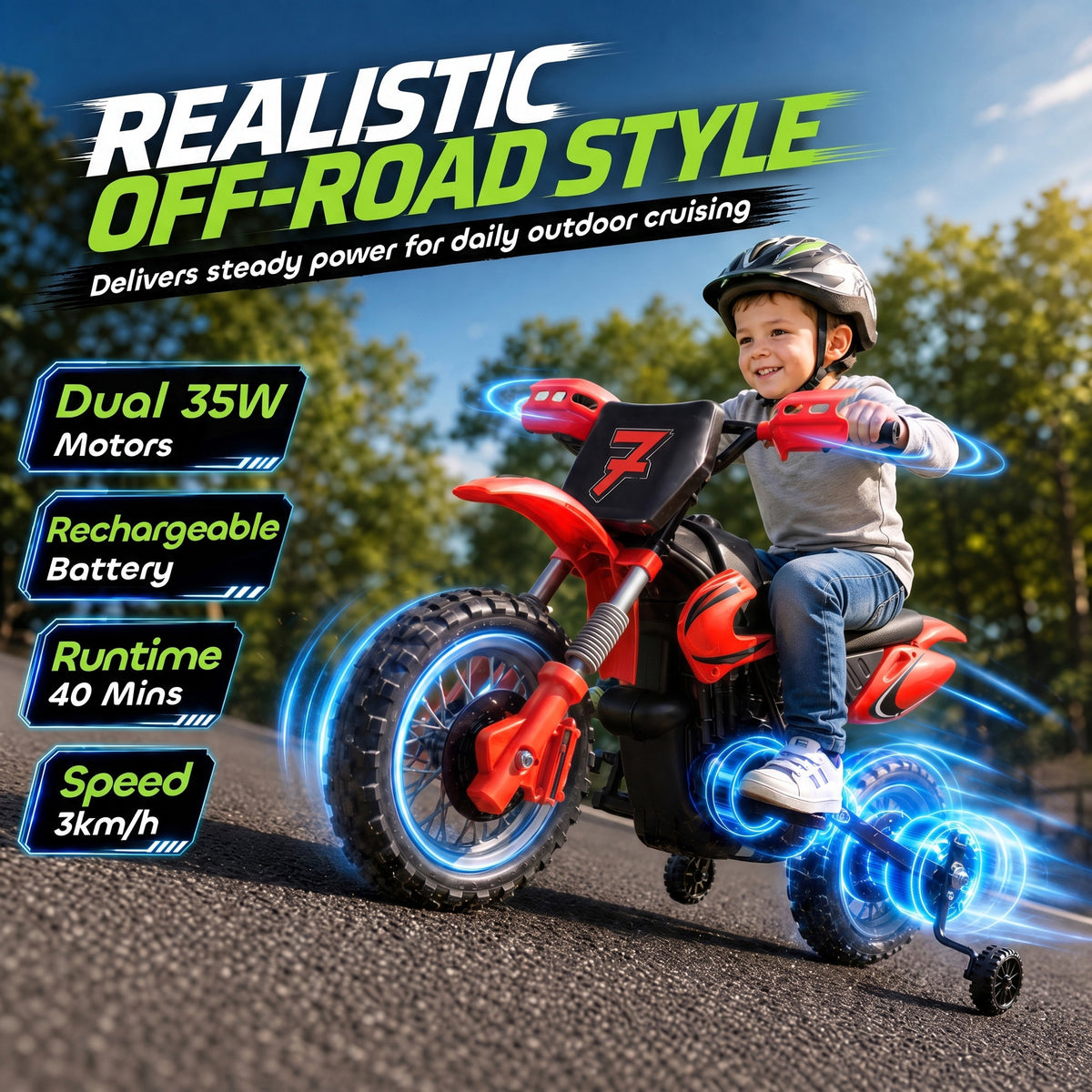 AIYAPLAY 12V Kids Electric Motorbike in Red