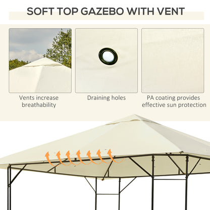 Outsunny 3 x 3 Meters Patio Garden Metal Gazebo in Cream White