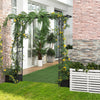 Outsunny 210cm Decorative Metal Garden Trellis Arch with Durable Steel Tubing & Elegant Scrollwork, Great for Weddings, Dark Gre