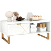 HOMCOM Elegant Marble Effect Storage Coffee Table - White