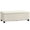 HOMCOM Storage Ottoman Bench, Corduroy Footstool with Removable Lid and Legs, 112cm Storage Chest Box for Living Room, Bedroom, Hallway, Beige