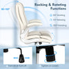 PU Leather Office Chair Height Adjustable Executive Chair with Headrest-Beige
