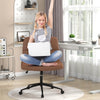 PU Leather Upholstered Cross-legged Office Chair with Wheels-Brown