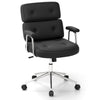 PU Leather Upholstered Office Chair with Button Tufted Back-Black