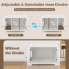Cat Litter Box Enclosure with Scratching Pad and Adjustable Divider-White