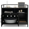 Wooden Cat Litter Box Enclosure with Compartments and Scratching Board-Black