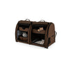 2 Compartments Pet Travel Carriers with Removable Hammocks and Mats-Brown
