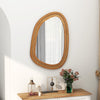 Irregular PVC Rattan Wall Mirror Boho Style Decorative Mirror-Natural