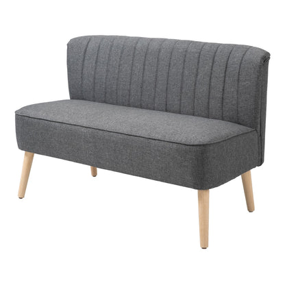 HOMCOM 2 Seater Sofa for Living Room, Modern Linen-Look Fabric Couch, Armless Loveseat Sofa Settee for Bedroom, Dark Grey