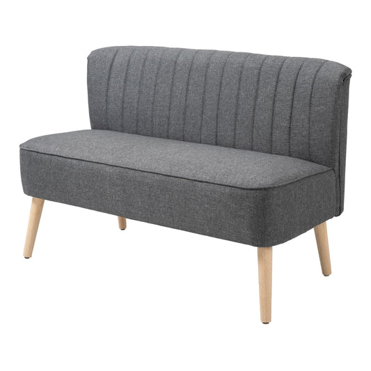 HOMCOM 2 Seater Sofa for Living Room, Modern Linen-Look Fabric Couch, Armless Loveseat Sofa Settee for Bedroom, Dark Grey