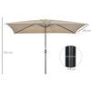 Outsunny 3x2m Garden Parasol Umbrella with Aluminium Pole, Tilt and Crank, Rectangular Outdoor Table Parasol Sun Shade for Patio, Khaki