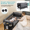 Foldable Pack and Play with 5 Adjustable Heights and Changing Table-Grey