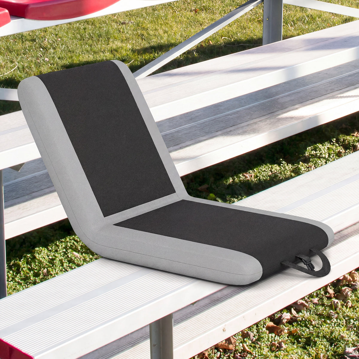Padded Stadium Seat with Back Support and 6 Reclining Positions-Black