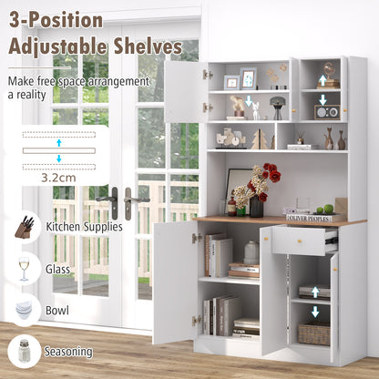 180 cm Tall Pantry Cabinet with Outlets USB Ports-White
