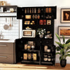 180cm Tall Pantry Cabinet with Outlets and Anti-Tipping Kits-Black