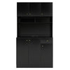 180cm Tall Pantry Cabinet with Outlets and Anti-Tipping Kits-Black