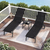 Patio Chaise Lounge Chair with Wheels Outdoor Recliner with 6-Level Adjustable Backrest-Black