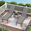Patio Chaise Lounge Chair with Wheels Outdoor Recliner with 6-Level Adjustable Backrest-Gray