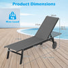Patio Chaise Lounge Chair with Wheels Outdoor Recliner with 6-Level Adjustable Backrest-Gray