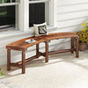 Patio Curved Bench Solid Wood Fire Pit Bench for 2-3 People Outdoor Backless Loveseat-Rustic Brown