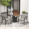 Patio Dining Chairs Set of 2 with All Weather Breathable Fabric and Backrest-Coffee