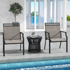 Patio Dining Chairs Set of 2 with All Weather Breathable Fabric and Backrest-Coffee