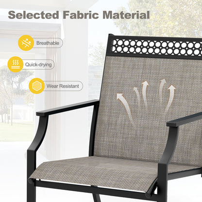 Patio Dining Chairs Set of 2 with All Weather Breathable Fabric and Backrest-Coffee