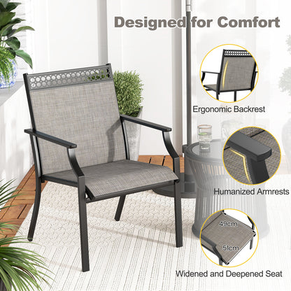 Patio Dining Chairs Set of 2 with All Weather Breathable Fabric and Backrest-Coffee