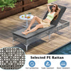 Patio Chaise Lounge PE Wicker Reclining Sun Lounger with 6-Level Adjustable Backrest-Grey-1 Piece