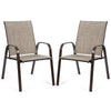 2 Piece Patio Outdoor Camping Chairs Set with Breathable Fabric-Grey