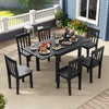 Patio Expandable Dining Table Rectangular Aluminum Dining Table for 4-6 Person-Grey