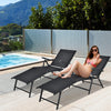 Patio Foldable Chaise Lounge Chair Reclining with Adjustable Backrest-Black-2 Pack