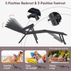 Patio Foldable Chaise Lounge Chair Reclining with Adjustable Backrest-Black-2 Pack