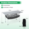 Patio Folding Camping Table Picnic Table with Aluminum Roll-up Tabletop-Silver