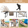 Patio Folding Chaise Lounge Chair Portable Sun Lounger with Adjustable Backrest-Beige