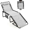 Patio Folding Chaise Lounge Chair Portable Sun Lounger with Adjustable Backrest-Grey