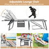 Patio Folding Chaise Lounge Chair Portable Sun Lounger with Adjustable Backrest-Grey