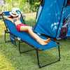 Patio Folding Chaise Lounge Chair Portable Sun Lounger with Adjustable Backrest-Navy