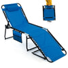 Patio Folding Chaise Lounge Chair Portable Sun Lounger with Adjustable Backrest-Navy