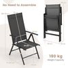 Patio Folding Dining Chairs Outdoor Sling Chairs with 7-Level Adjustable High Backrest-Black
