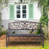 Patio Garden Bench Cast Iron and Steel Porch Loveseat with Armrests-Bronze