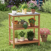 Patio Garden Potting Bench Table 3-Tier Acacia Wood Planting Workstation