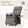 Patio Rattan Lounge Chair Recliner with Adjustable Footrest and Side Table-Grey