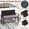 Patio Rattan Loveseat Wicker 2-Seat Bench with Soft Seat Cushion-Grey