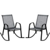 Patio Rocking Chair Set of 2 with Breathable Fabric Seat-Grey