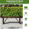 2-Seat Patio Wood Bench with Wagon Wheel Base and Slatted Seat
