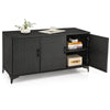 318 L Patio Wicker Storage Cabinet Deck Box with Removable Shelves-Black